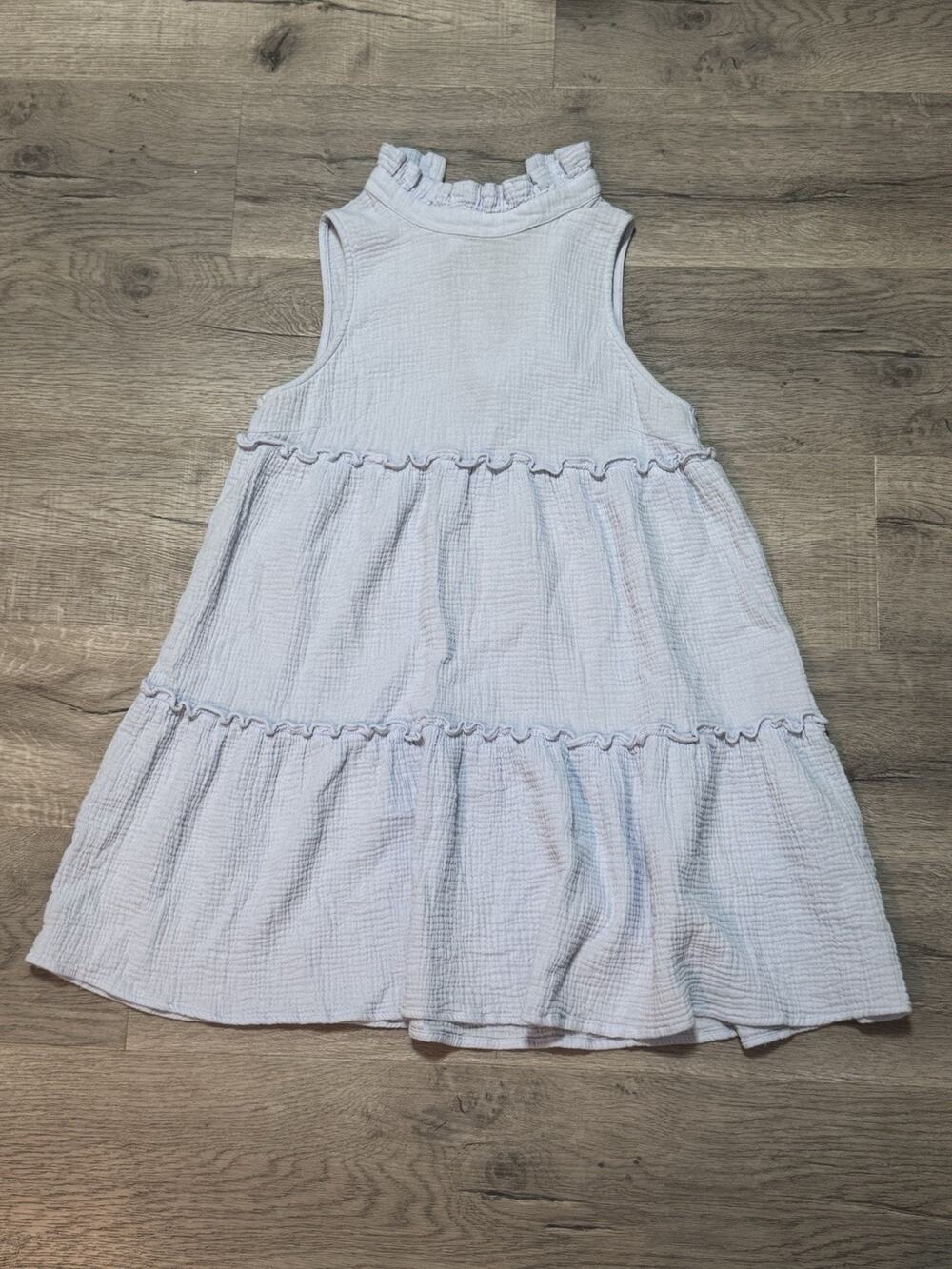 Pomander Place Tuckernuck Blue Tiered Morgan Dress Mock Neck Sz XS Gauze